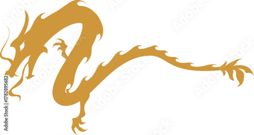 Golden Chinese Dragon Illustration 