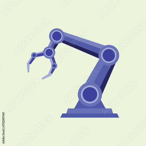 Blue robotic arms illustration symbolizing industrial automation, precision technology, and modern engineering innovation on a light green background.
