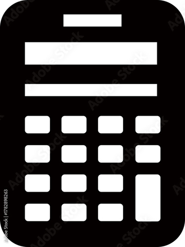 白背景に黒いシンプルな電卓アイコン イラストレーターの編集機能有り