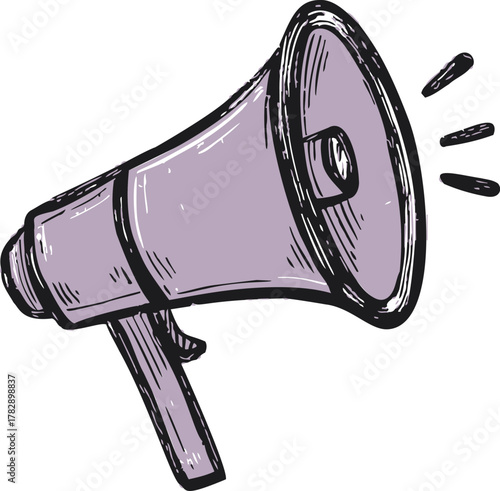 Megaphone sketch hand drawn style with sound lines on white background — stock vector