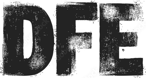 D, F, E distressed font bold sketch hand drawn grunge textured uppercase letters — stock vector