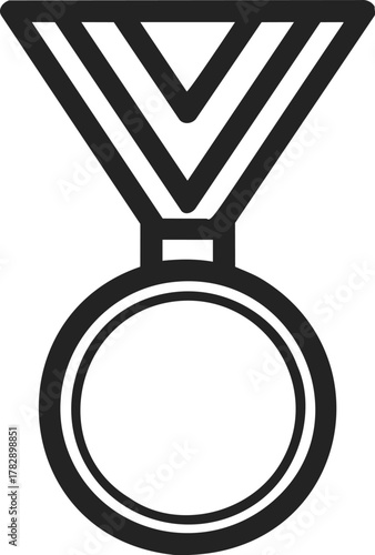 Medal icon sketch, hand drawn line art with simple round medallion and ribbon — stock vector