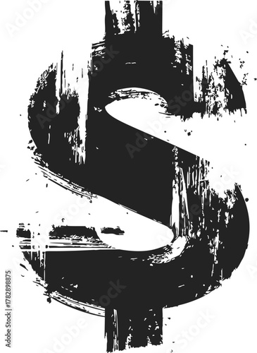 Dollar sign sketch hand drawn grunge style with distressed brush texture — stock vector