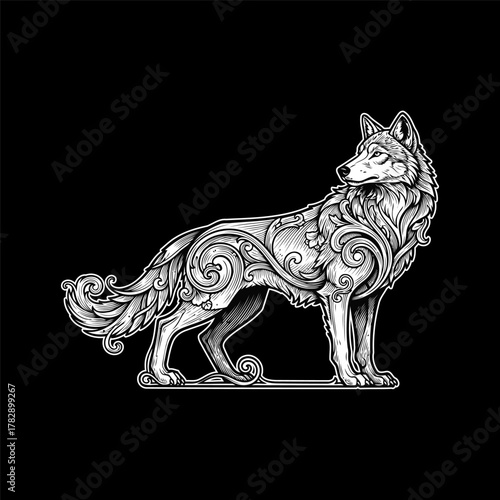lone wolf decorative Vector Illustration