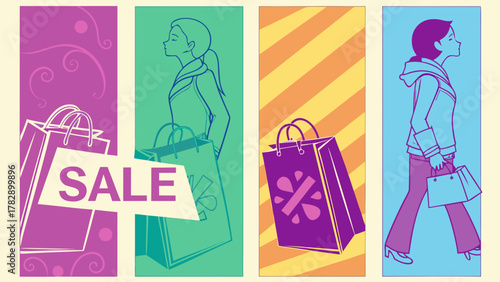 Women shopping bags and sale promotion