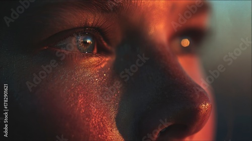 Closeup face with warm tone