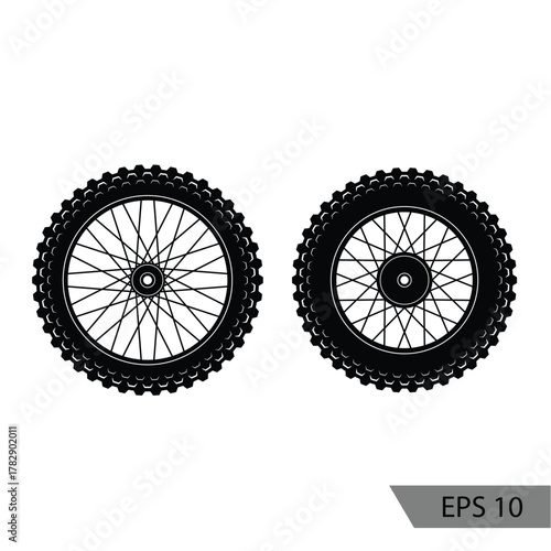 Dirt bike wheel set - vector image