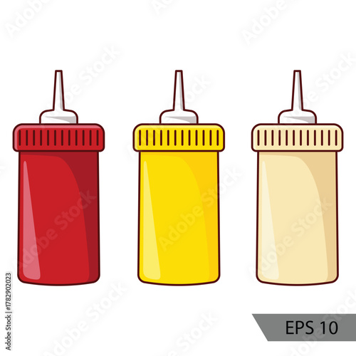 Ketchup Mustard Bottle - Colored vector image
