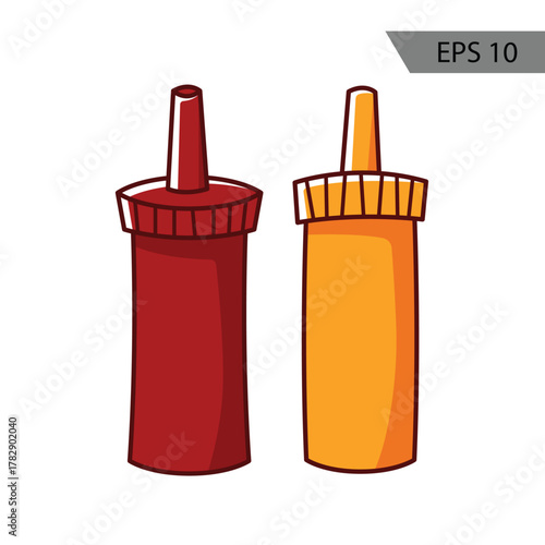 Ketchup Mustard Bottle - Colored vector image
