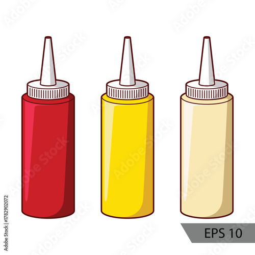 Ketchup Mustard Mayo Bottle - Colored vector image