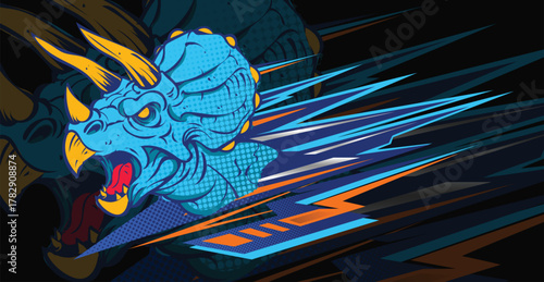 Sport Racing Car Vector Design with Abstract Stripe and Decal Graphics