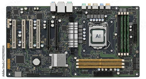 Advanced Computer Motherboard with AI Processor Chip