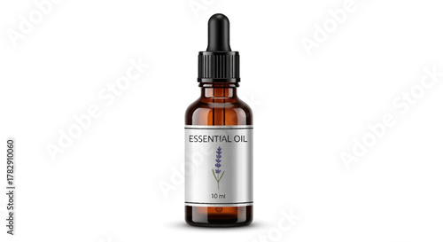 Amber Essential Oil Bottle with Dropper and Lavender Label