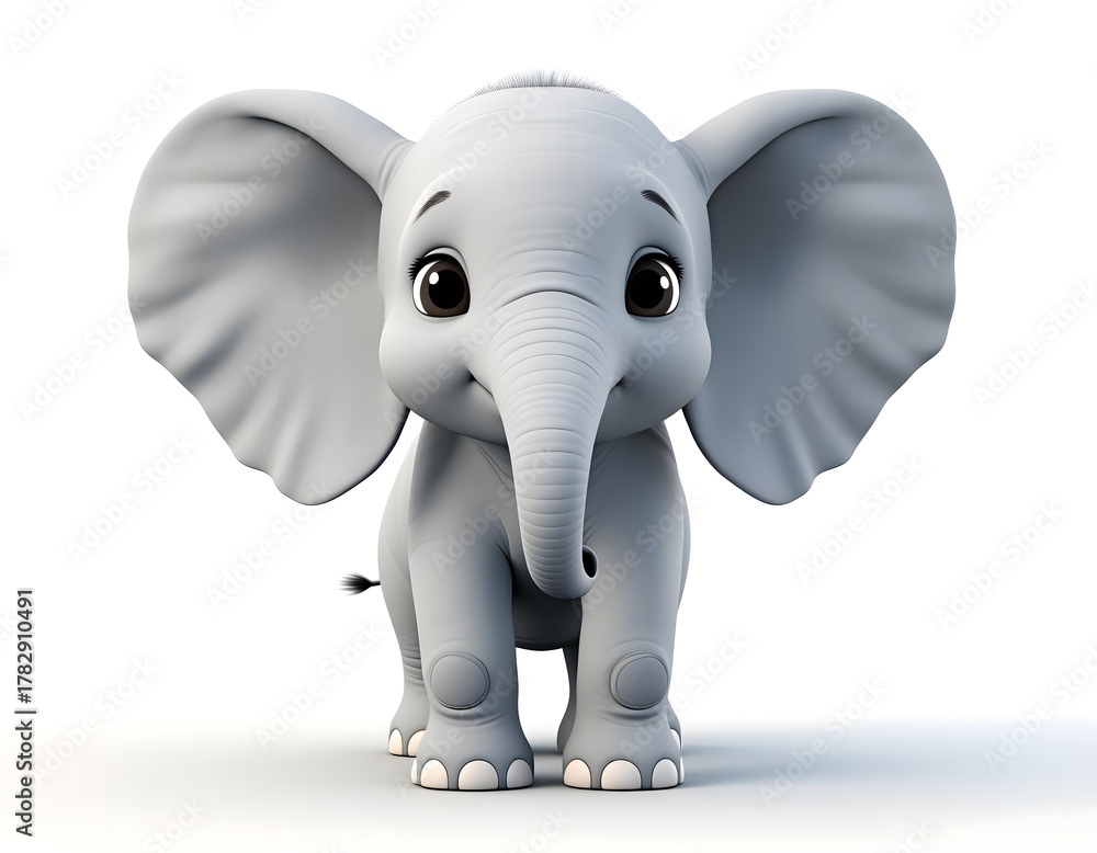 Fototapeta premium Adorable 3D Cartoon Elephant Calf