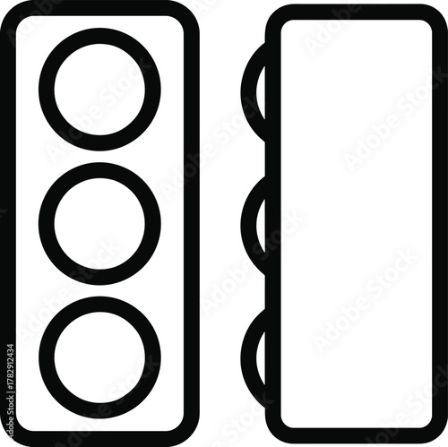 Traffic light outline vector illustration, minimal road signal design, transportation safety symbol, stoplight concept, traffic control, city intersection, urban transport regulation icon