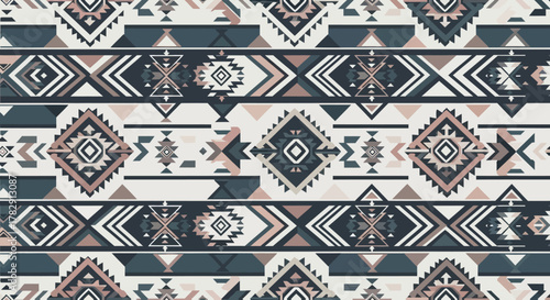 Navajo Tribal Geometric Pattern Seamless Textile Design.