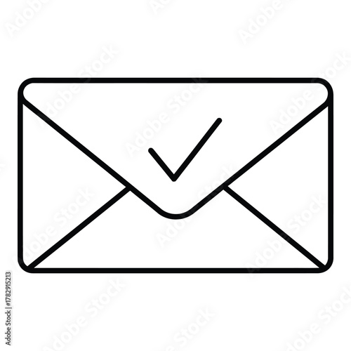 Completed Email Illustration Showing Confirmation Check Mark for Digital Communication