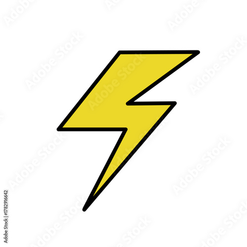 yellow lightning icon isolated on white background