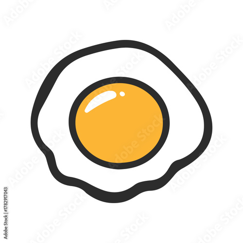 A fried egg with a yellow yolk.