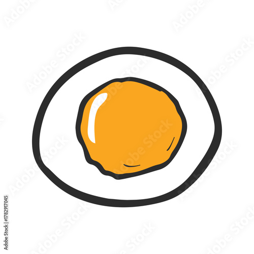 A fried egg with a yellow yolk.