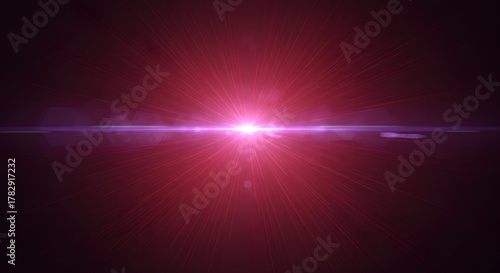 Abstract Red Lens Flare Burst with Light Streaks