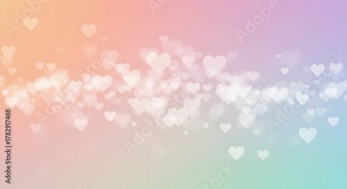 Soft Heart Bokeh Background with Pastel Gradient