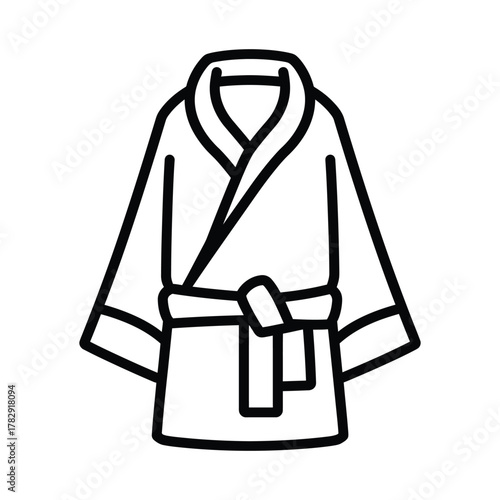 Bathrobe black icon person towel and white background.