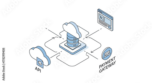 Isometric Diagram of Secure Online Payment Processing System