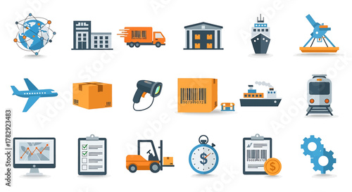 Logistics and Transportation Icons Set.