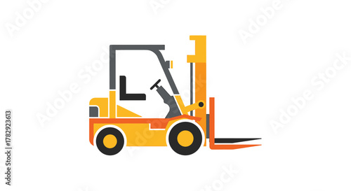 Yellow Forklift Truck Vehicle Icon.
