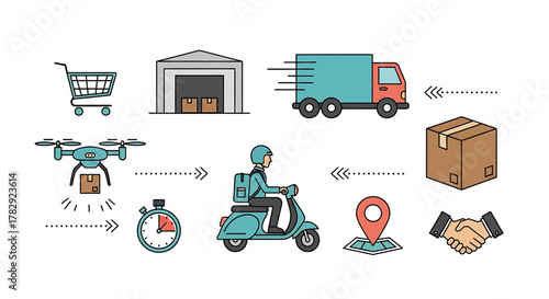 Logistics and Delivery Services Icons Set.