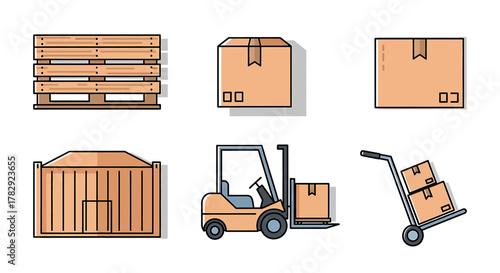 Set of logistics and delivery icons.