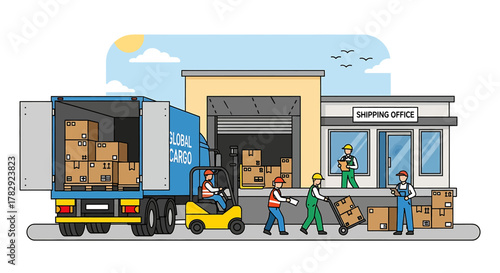 Logistics and Shipping Operations at a Warehouse.