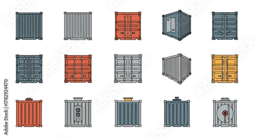 Collection of Shipping Containers in Various Designs and Colors.