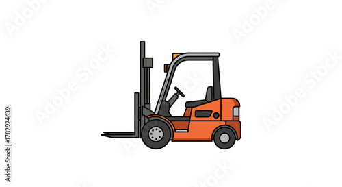 Orange Forklift Truck Vehicle Illustration.