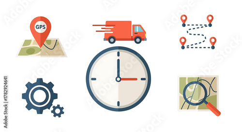 Logistics and Delivery Service Icons Set.