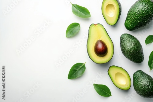 Wallpaper Mural Group avocados white background There are several whole Flat lay composition Torontodigital.ca