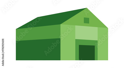 Green Barn Building Illustration.