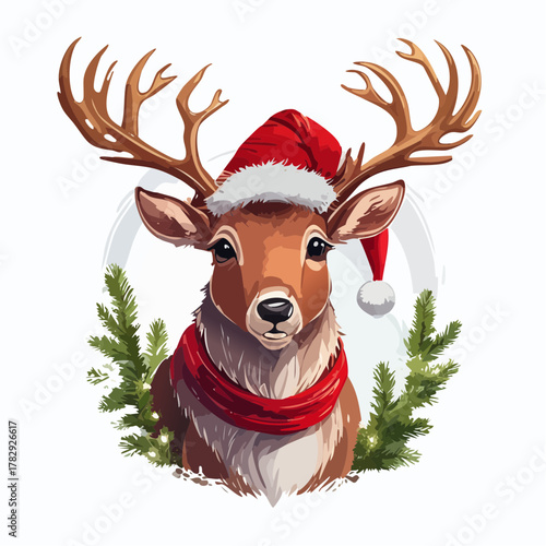 reindeer with santa hat