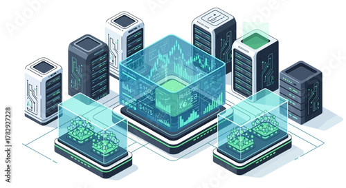 Isometric Servers and Data Visualization Displaying Financial Information and Analytics