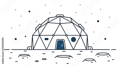 Futuristic lunar base stands on the moon's surface, a symbol of human exploration and space colonization, evoking a sense of wonder and ambition.