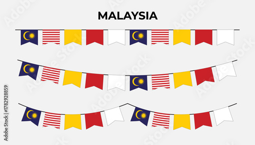 Malaysia Decoration Garland with Flag and Colorful Bunting