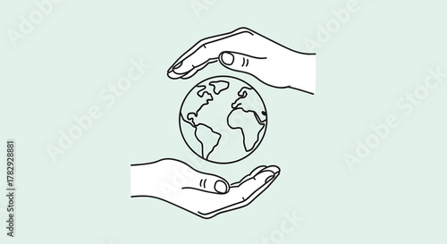 Hands gently cradle the earth, symbolizing care and protection for our planet, emphasizing environmental responsibility and a sustainable future.