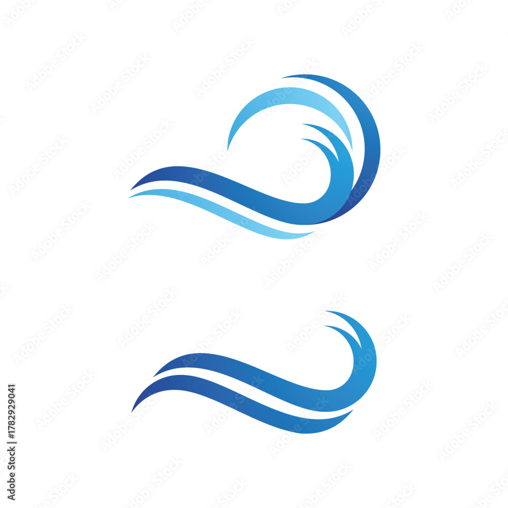 Obraz premium Water wave dynamic icon set logo template for nature brand product, element event
