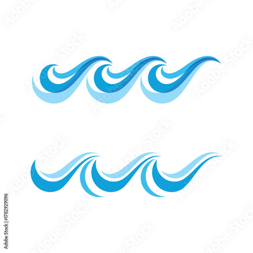 Water wave dynamic icon set logo template with S Letter concept for nature brand product, element event