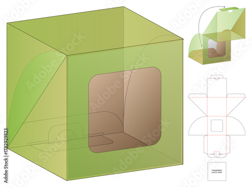 Printable Dieline Packaging Template with Transparent Window Box and Foldable Layout