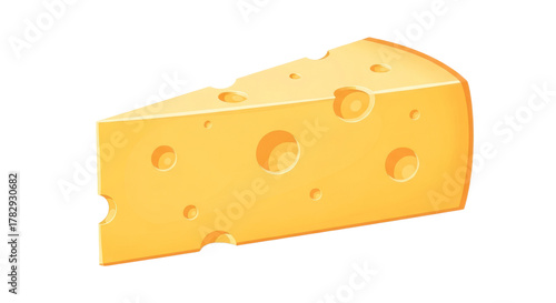 Cartoon wedge of cheese with holes isolated on transparent background