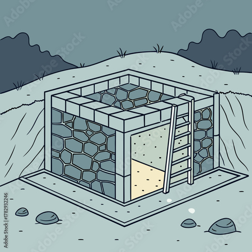 Thermal Mass Rock Bed Storage Pit Diagram Illustration