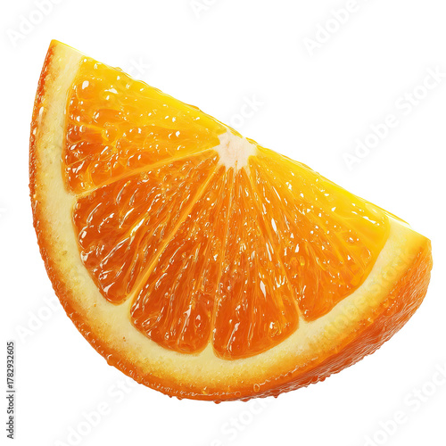 Single Juicy Orange Slice with Realistic Detail Isolated on Transparent Background