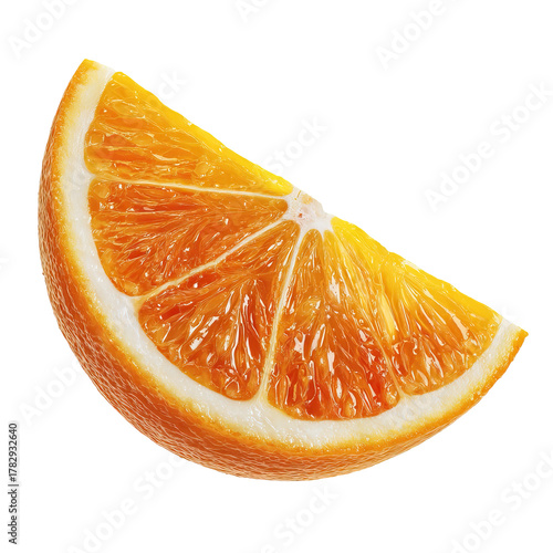 Single Juicy Orange Slice with Realistic Detail Isolated on Transparent Background